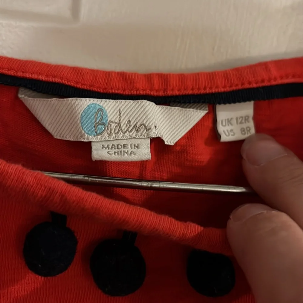 Biden Red Dress with Black Pom-Pom Trim - Picture 3 of 5